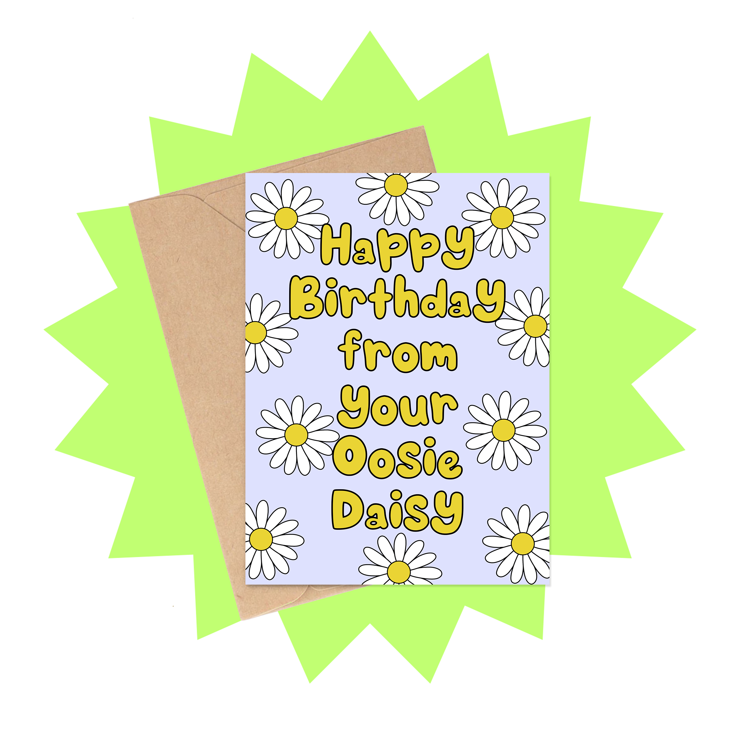 Geburtstagskarte „Happy Birthday“ – Oopsy Daisies Design, 14,5 X 14,5 Cm, Mit Umschlag