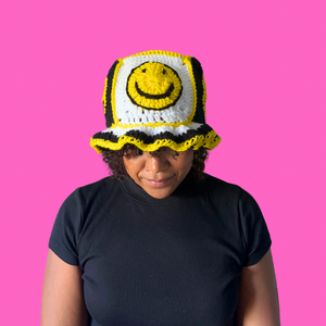 Classic Smiley Crochet Bucket Hat