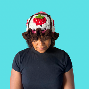 Chocolate Strawberry Crochet Bucket Hat