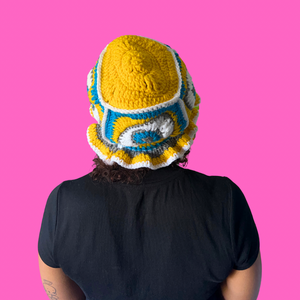 Yellow Eye Crochet Bucket Hat