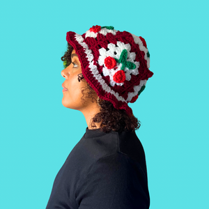 Classic Cherry Crochet Bucket Hat