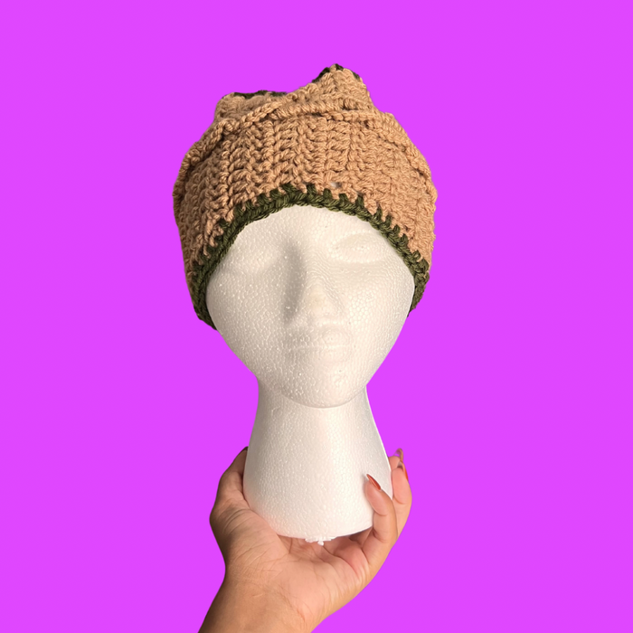 Tan and Olive Crochet Headband