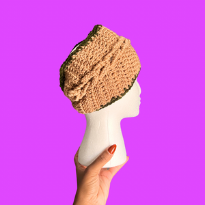 Tan and Olive Crochet Headband