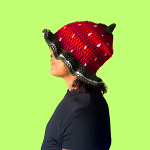 XL Strawberry Crochet Bucket Hat