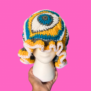 Yellow Eye Crochet Bucket Hat