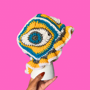 Yellow Eye Crochet Bucket Hat