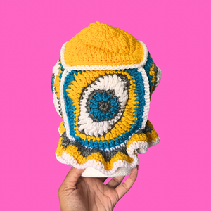 Yellow Eye Crochet Bucket Hat