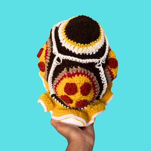 XL Pizza Yellow Crochet Bucket Hat