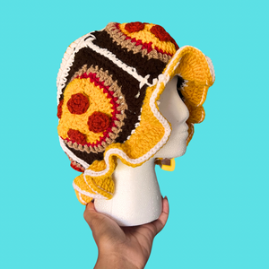 XL Pizza Yellow Crochet Bucket Hat