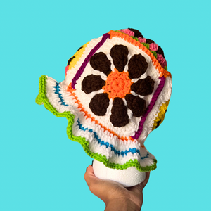 Retro Flower Crochet Bucket Hat