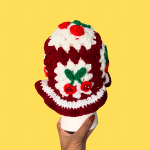 Classic Cherry Crochet Bucket Hat