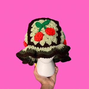 Mint Chocolate Cherry Crochet Bucket Hat