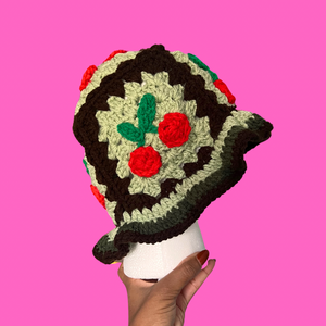 Mint Chocolate Cherry Crochet Bucket Hat