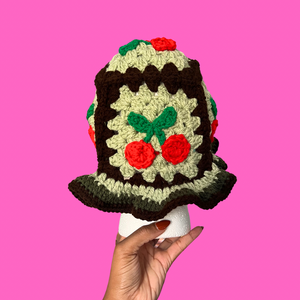 Mint Chocolate Cherry Crochet Bucket Hat