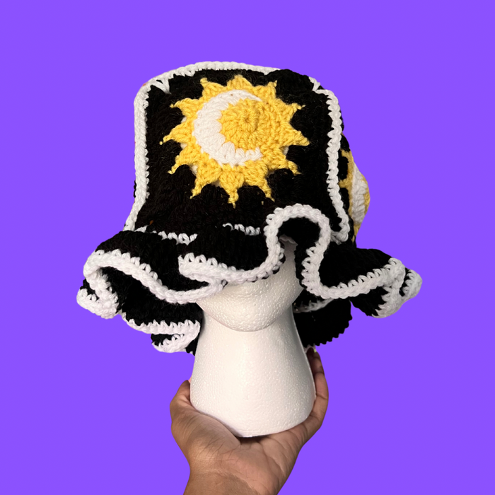 Sun & Moon Crochet Bucket Hat