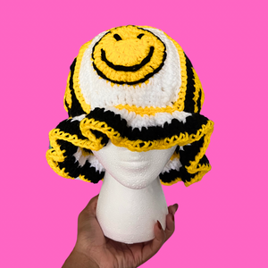 Classic Smiley Crochet Bucket Hat