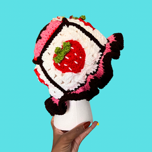 Chocolate Strawberry Crochet Bucket Hat