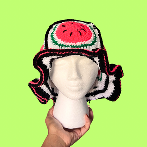 Watermelon Slice Crochet Bucket Hat