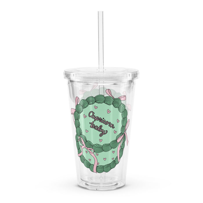 Capricorn Vintage Cake Clear Plastic Tumbler