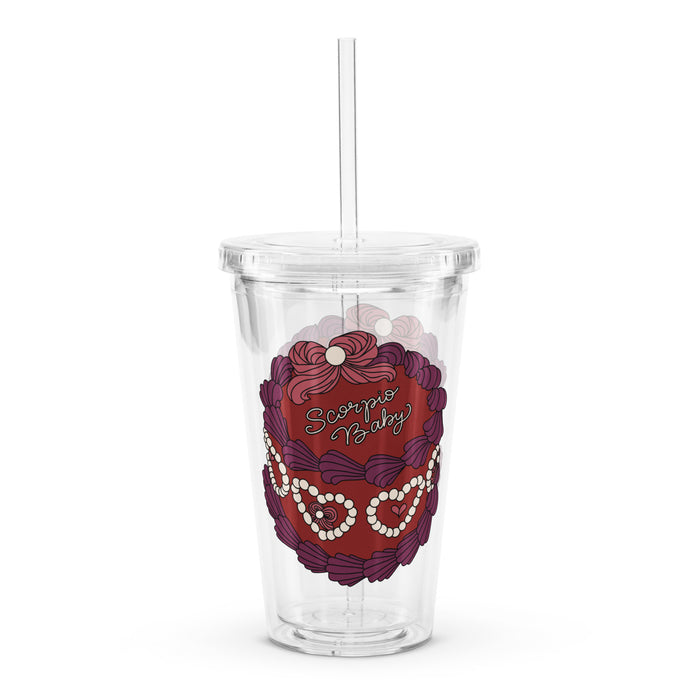 Scorpio Vintage Cake Clear Plastic Tumbler