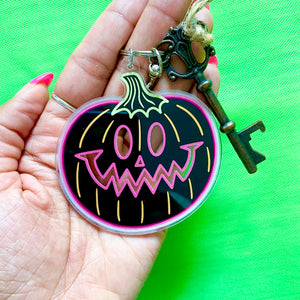 Neon Pumpkin Acrylic Keychain