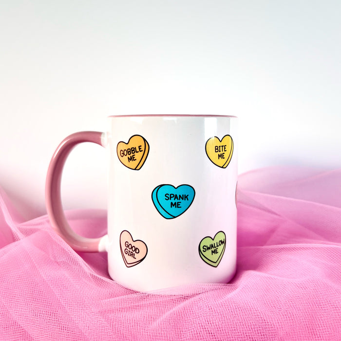 Spicy Candy Hearts Ceramic Mug